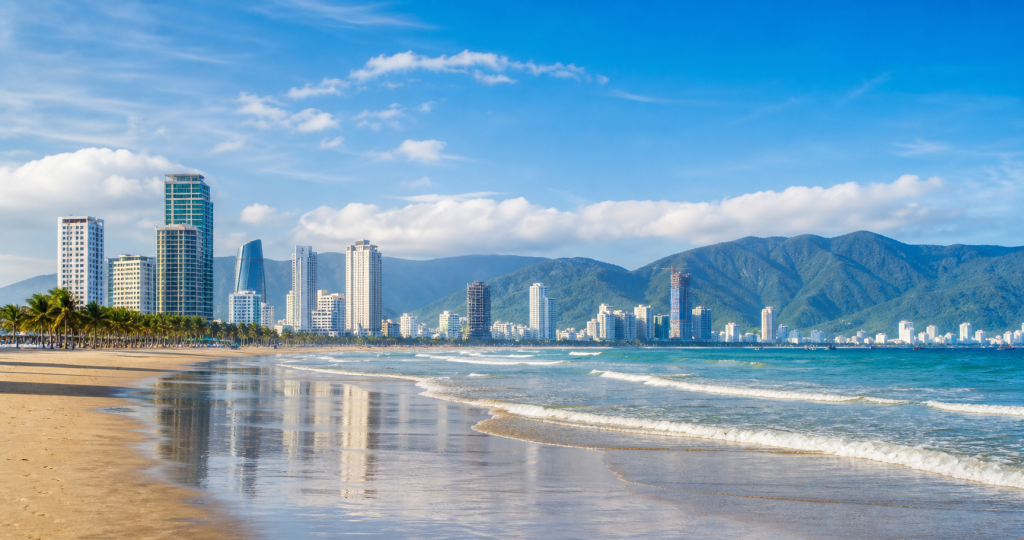 Da Nang beach skyline and Son Tra mountain