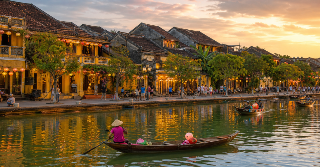 Hoi An ancient town riverside and lanterns