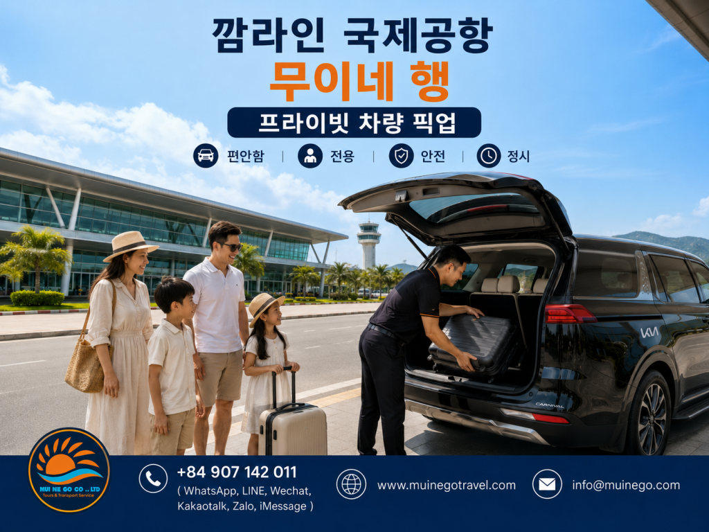 깜라인 공항에서 무이네까지 전용 차량 이동